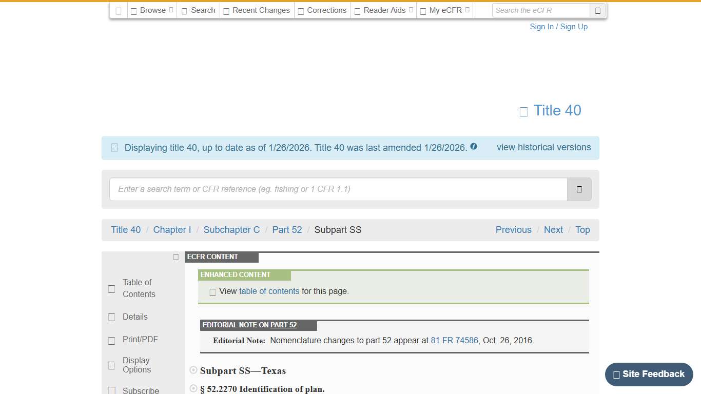 eCFR :: 40 CFR Part 52 Subpart SS -- Texas