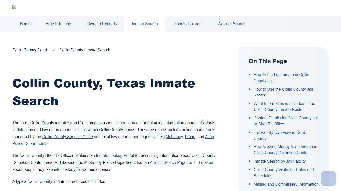 Collin County Inmate Search Collin County Court